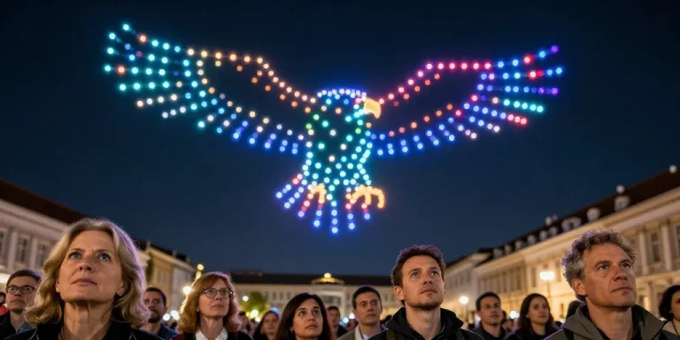 essaim de drones lumineux